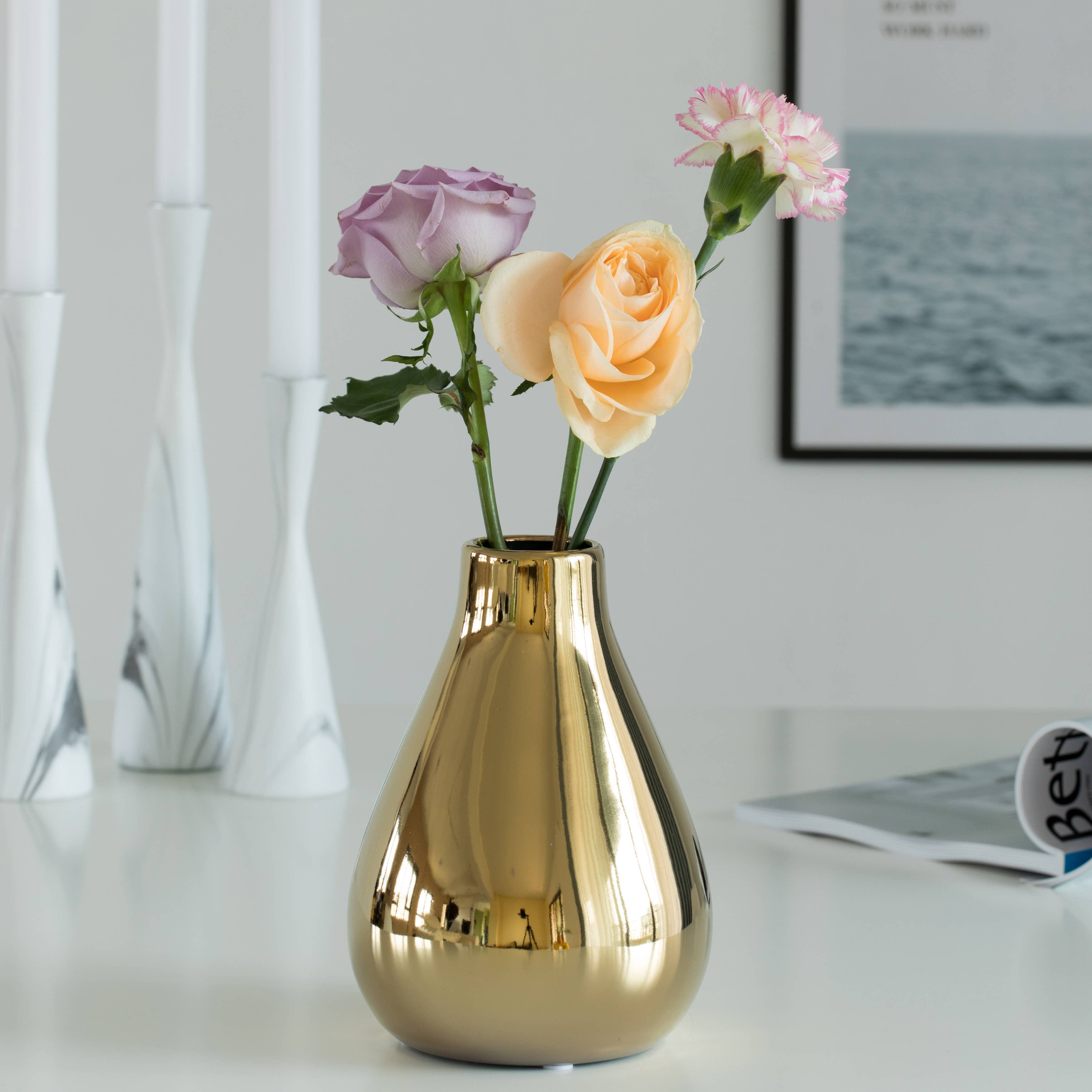 Quickway Imports - Wholesale Vase - Decorative Ceramic Modern Centerpiece Table Vase, Gold13