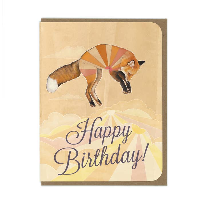 BIRTHDAY Jumping Fox - Wenskaart voor wholesale door Amy Rose Moore Illustration