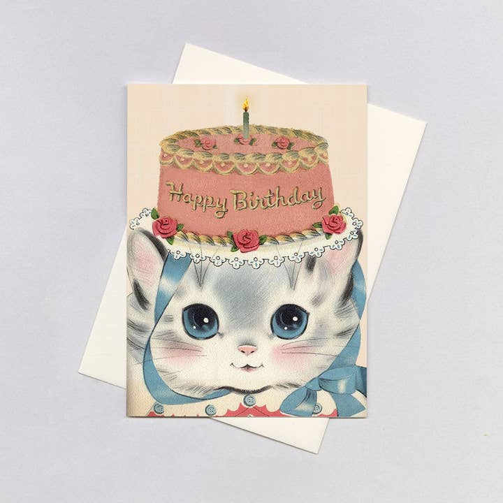 Birthday Hat Kitty - Birthday Card for wholesale by Laughing Elephant