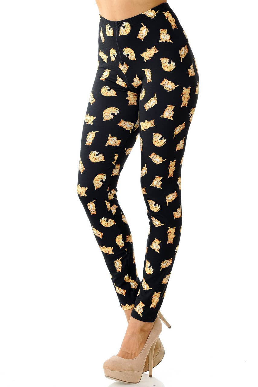 USA Fashion - Vendita all'ingrosso Leggings - Donna - Leggings cremosi e morbidi con gattini giocosi di USA Fashion