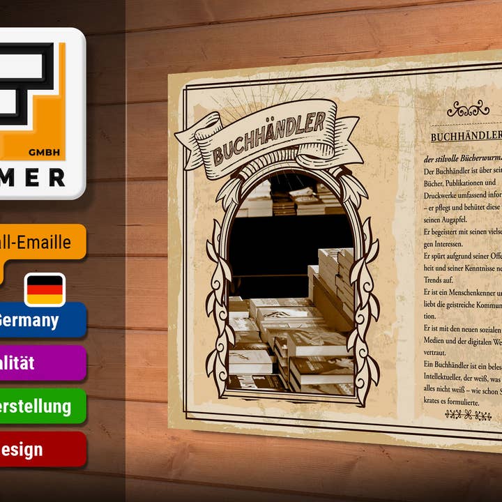 Femer - Wholesale Sign - Wooden Sign Professions 30x20cm Bookseller Books Eyeball Trends2