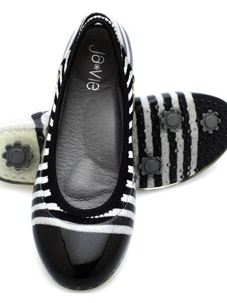 ja-vie zilver/zwart rugby streep jelly ballerina schoenen voor wholesale door Ja-vie