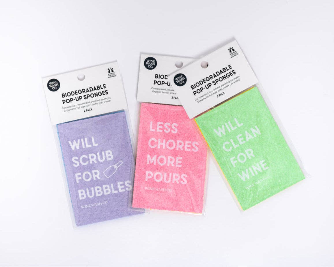 Wine Wash Co. - Wholesale Cleaning Sponge - Biodegradable Pop-Up Sponge - Pink/Orange9