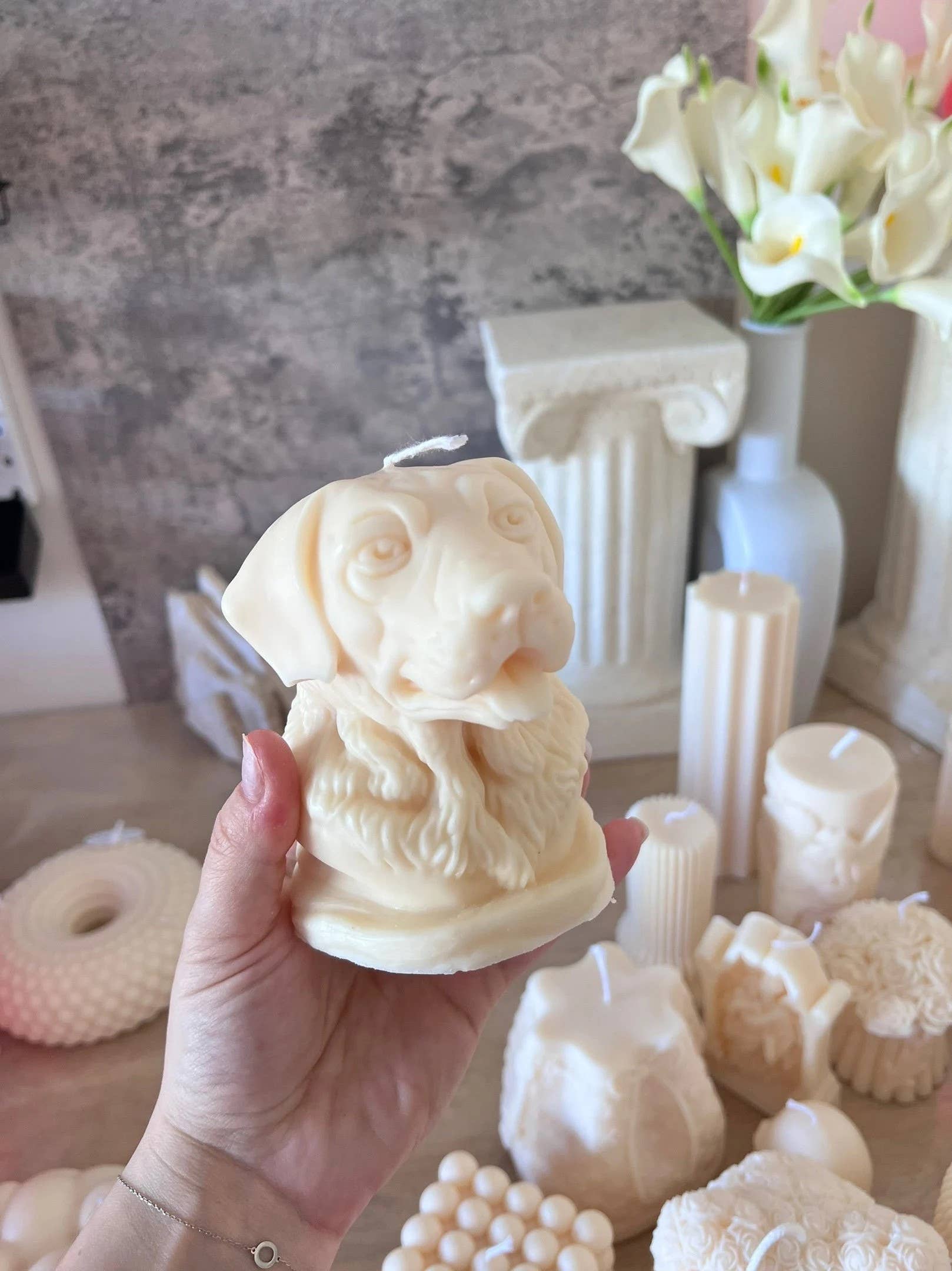 Agaboo Candle - Vente Bougies originales - Jolie bougie en forme de tête de chien 4,5 x 4 po - Animaux10