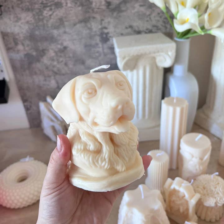 Agaboo Candle - Vente Bougies originales - Jolie bougie en forme de tête de chien 4,5 x 4 po - Animaux10