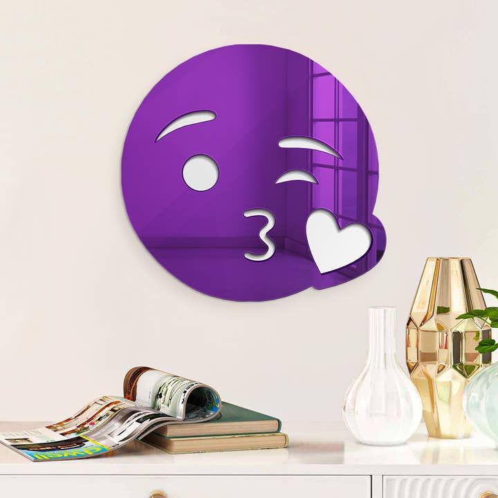 Kiss Emoji | Acrylic Art | Decorative Wall Mirror for wholesale by 4ArtWorks