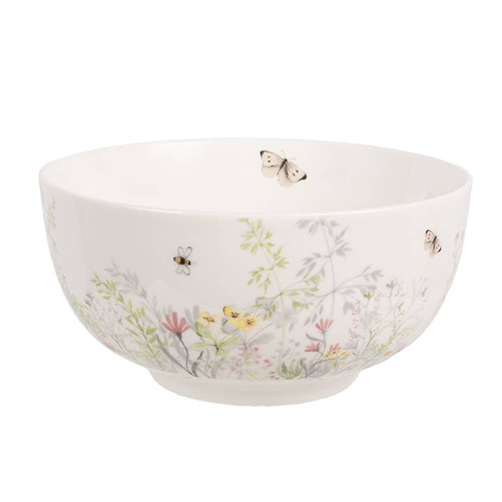 WFFBO Soup Bowl 500 ml White Porcelain Flowers Serving Bowl for wholesale by Clayre & Eef