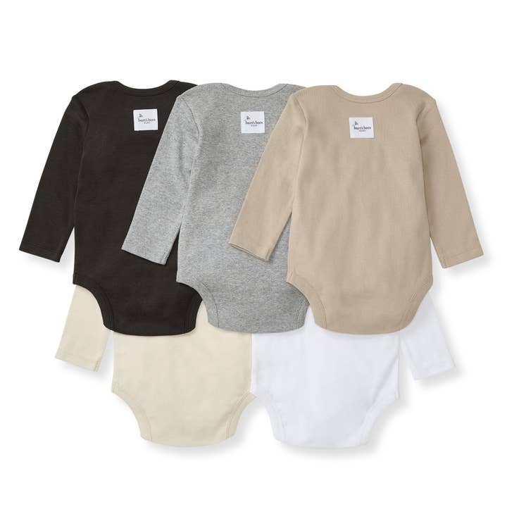 Solid Organic Cotton Long Sleeve Baby Bodysuits 5 Pack - Ash
for wholesale on Faire1