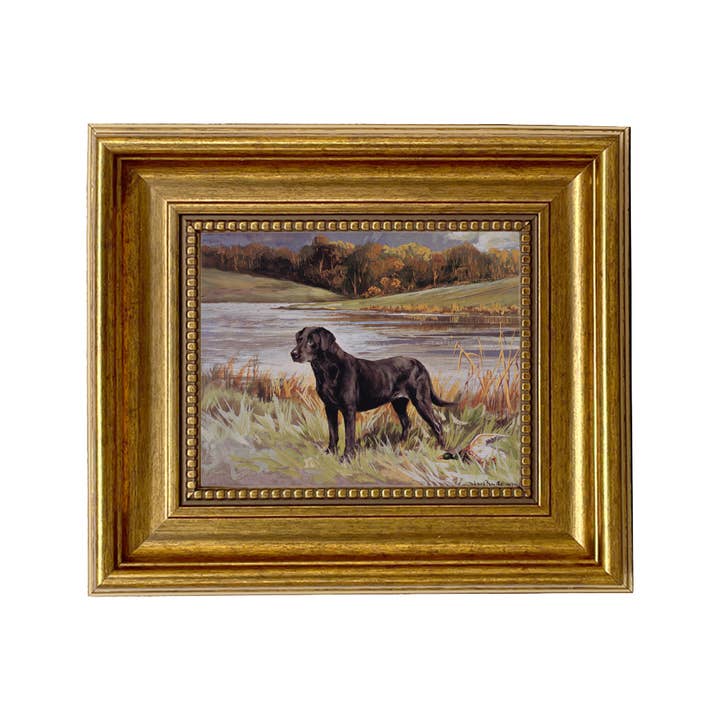 Madison Bay Co. - Historical Home Decor Reproductions - Wholesale Art Print - Labrador Retriever with Duck Framed Painting Print on Canvas