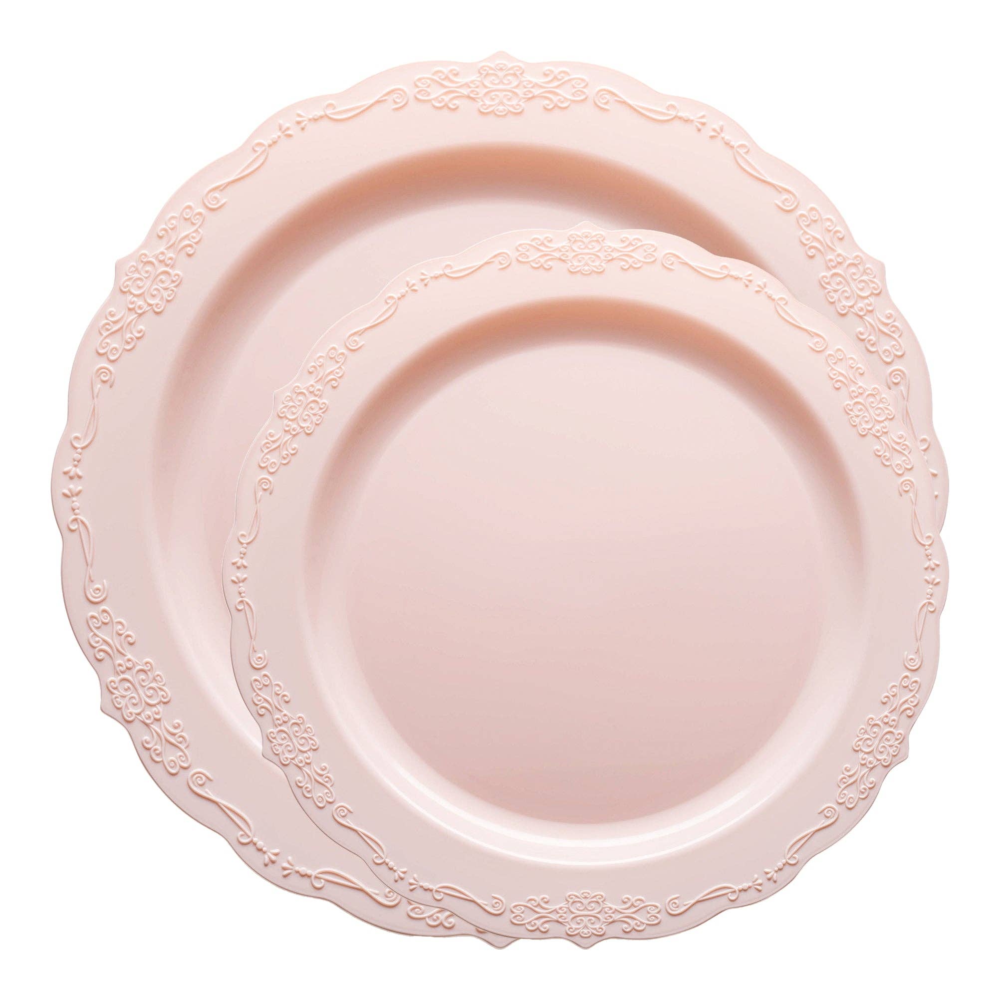 Smarty had a Party - Wholesale Disposable Plate - Pink Vintage Round Plastic Dinnerware Set - 20 Sets1