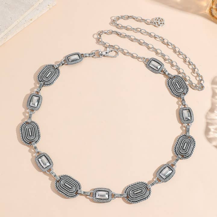 Retro Silver Chain Waist Belt for Outfit Styling for wholesale on Faire2
