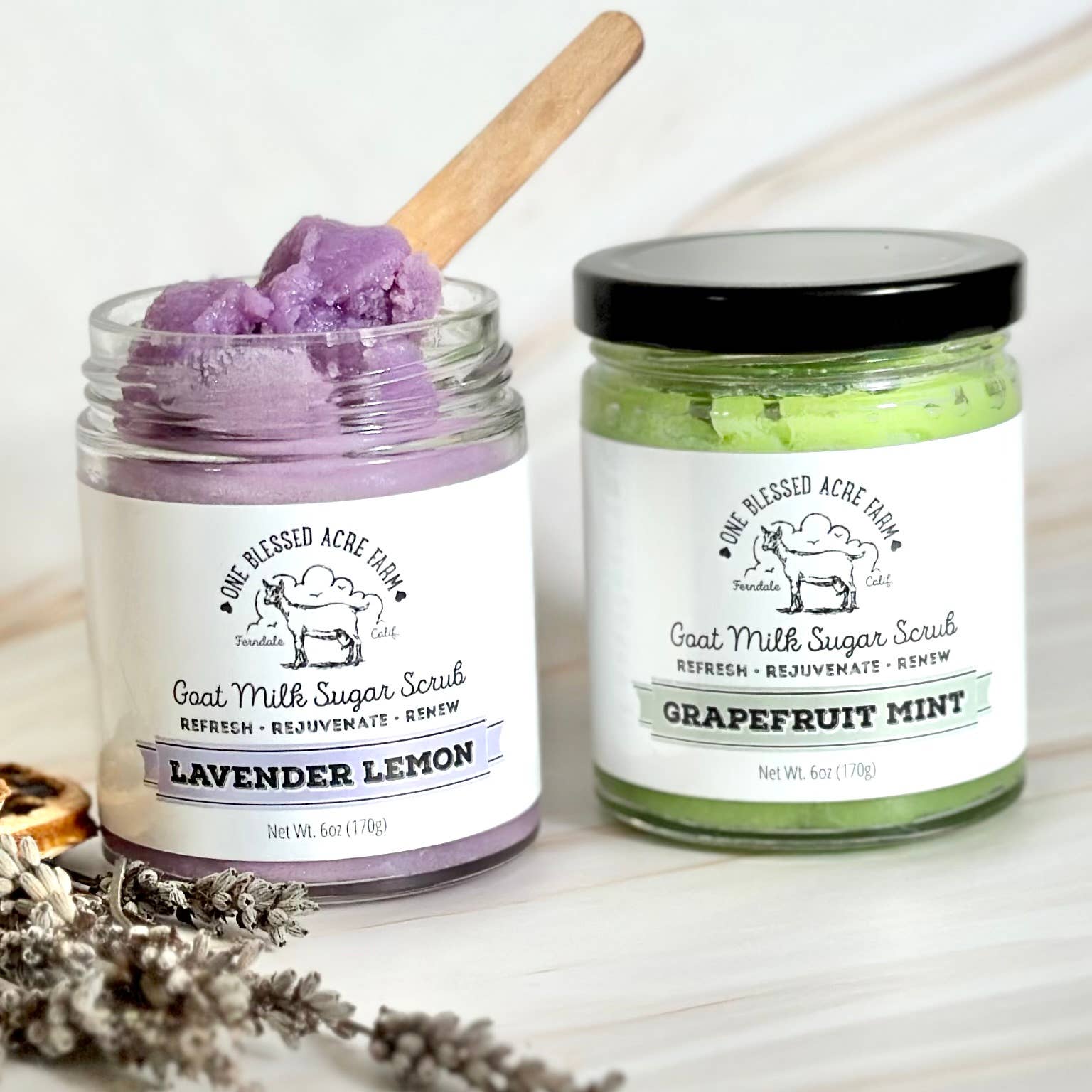 One Blessed Acre Farm - Vente Gommage/exfoliant pour le corps - Gommage au sucre au lait de chèvre émulsifié à l'avoine et aux amandes6