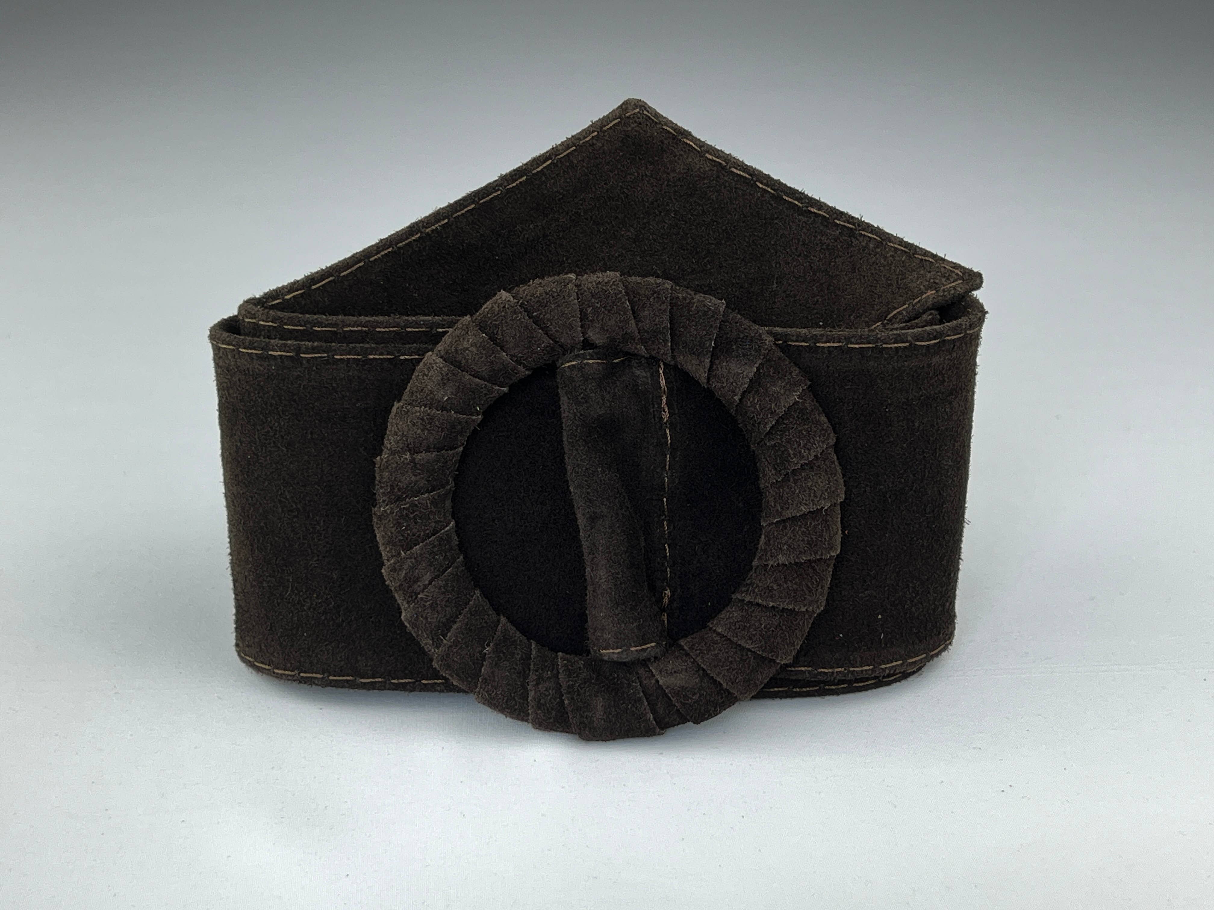 L'Emotion - Venta al por mayor Cinturón - Mujer - Cinturón ancho de cuero con hebilla redonda forrada tono sobre tono2