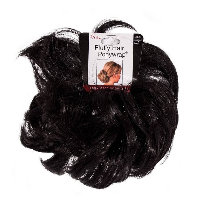 Mia Fluffy Hår Ponywrap Ponytailer - Black for engroshandel hos Mia