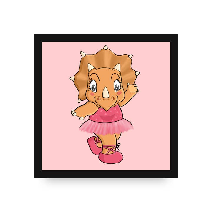 Tiana the Triceratops Framed Canvas by DLJ for wholesale by Dancing Littles Jungle