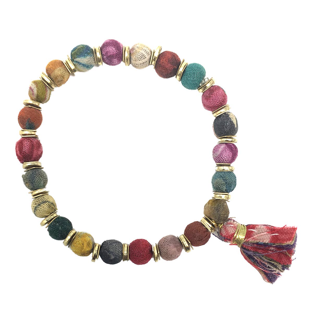 WorldFinds - Venta al por mayor Pulsera de cuentas - Pulsera de borla Kantha con lentejuelas2