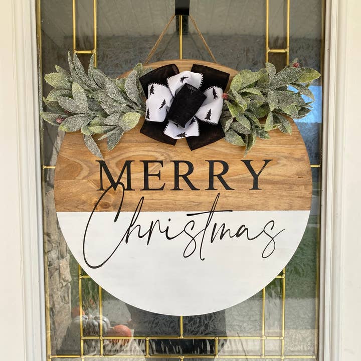 Merry Christmas Door Hanger for wholesale by Timbered Roots Co
