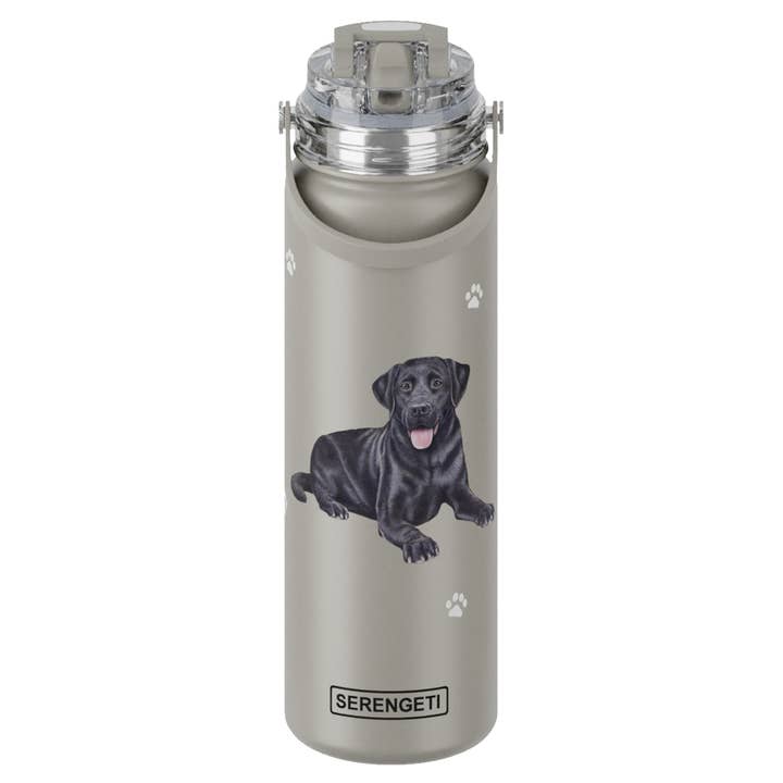 E&S Pets - Venta al por mayor Botellas de agua - Botella de agua de acero inoxidable Labrador, color negro, 24 onzas