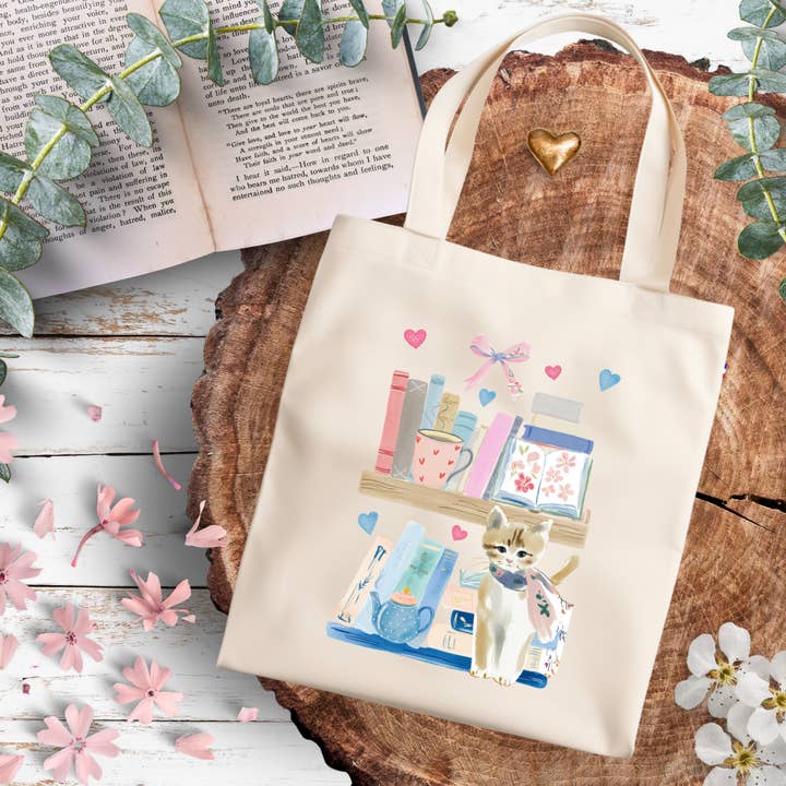 Tote-taske Katten og de blomstrende romaner for engroshandel hos Les Moonettes