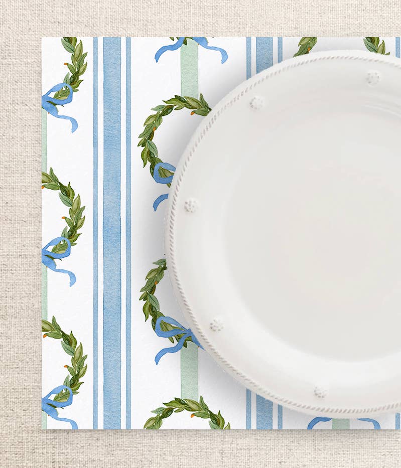 Ellen Davis Creative - Wholesale Wegwerpplacemat - Placemats van papier met gestreepte krans | Set van 243