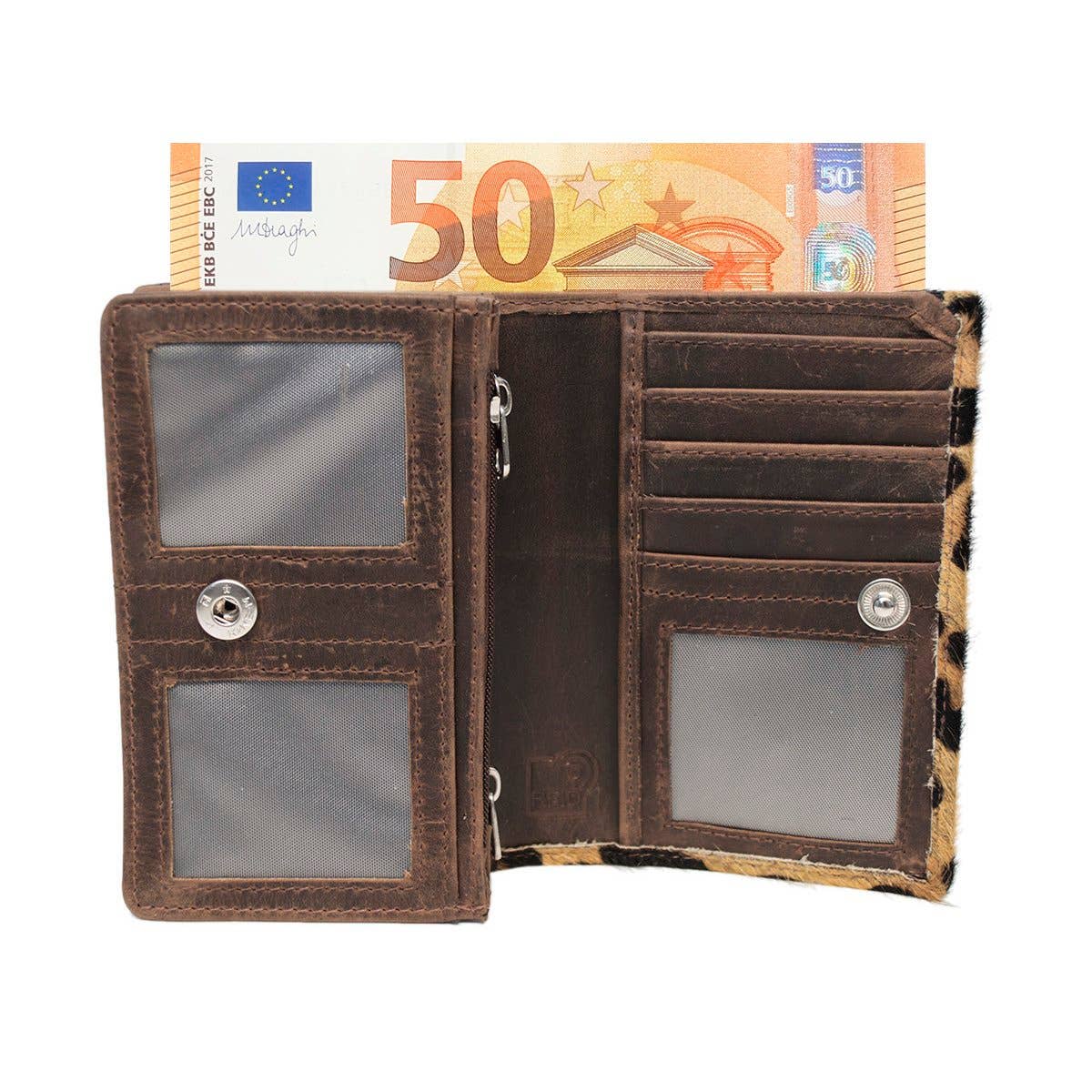 Arrigo - Wholesale Wallet - Women's - Dark Brown Leather Ladies Wallet - Animal Print - Arrigo7