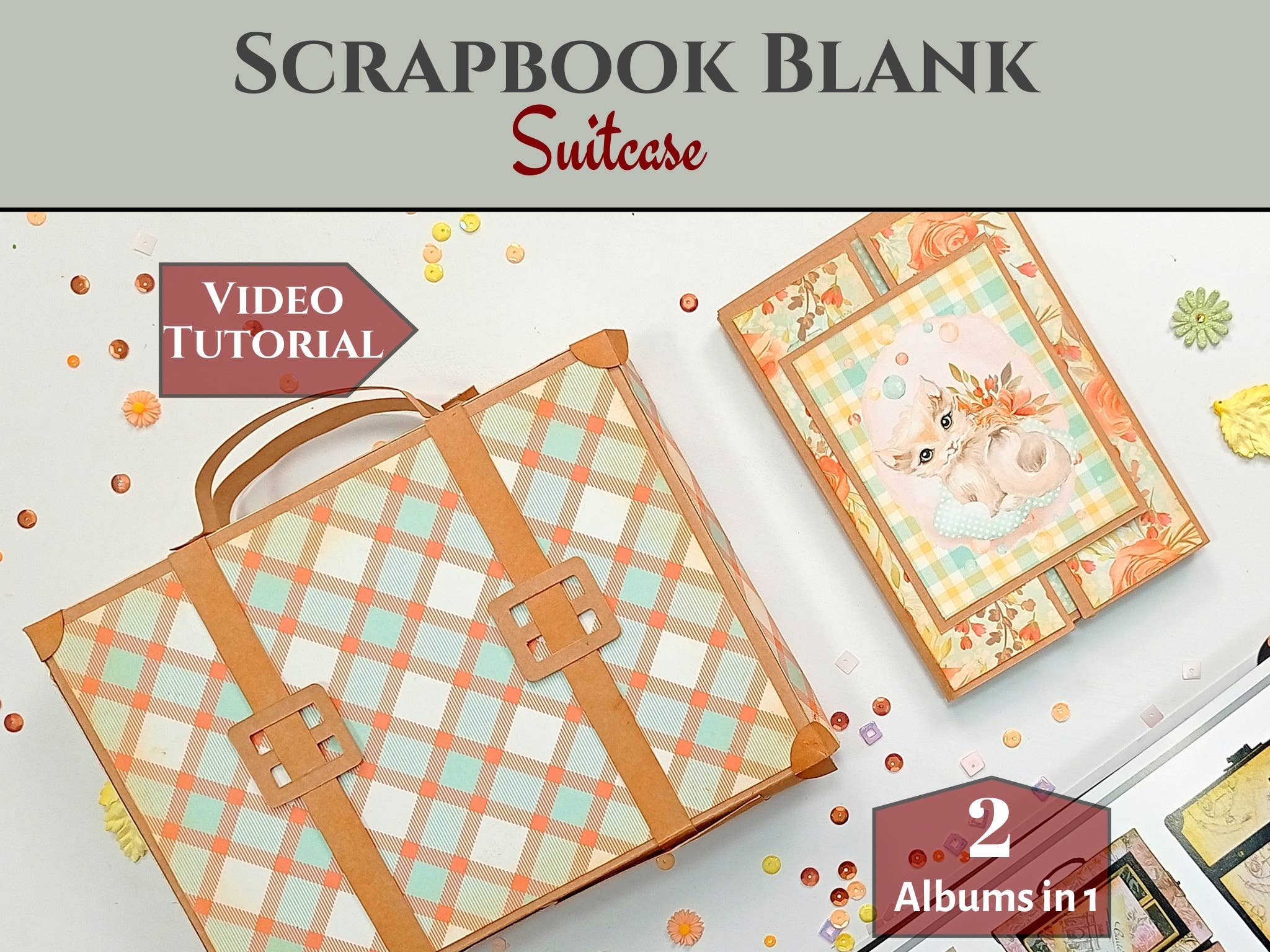 CrafTreat - Wholesale Scrapbook - CrafTreat Suitcase DIY Scrapbook Blanks - Black & Kraft