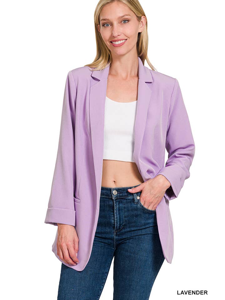 42POPS – Blazer - Mulher por atacado – .. SI-24179 Blazer clássico de manga comprida de manga comprida e frente aberta com li8