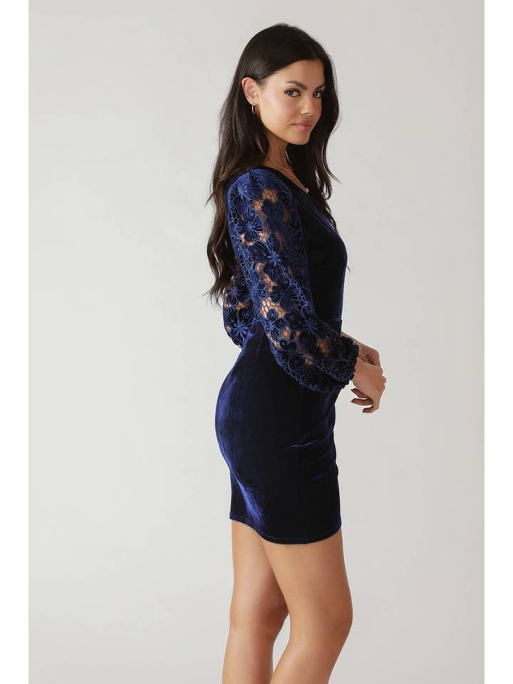 NAVY A velvet mini dress - ID21660 for wholesale on Faire