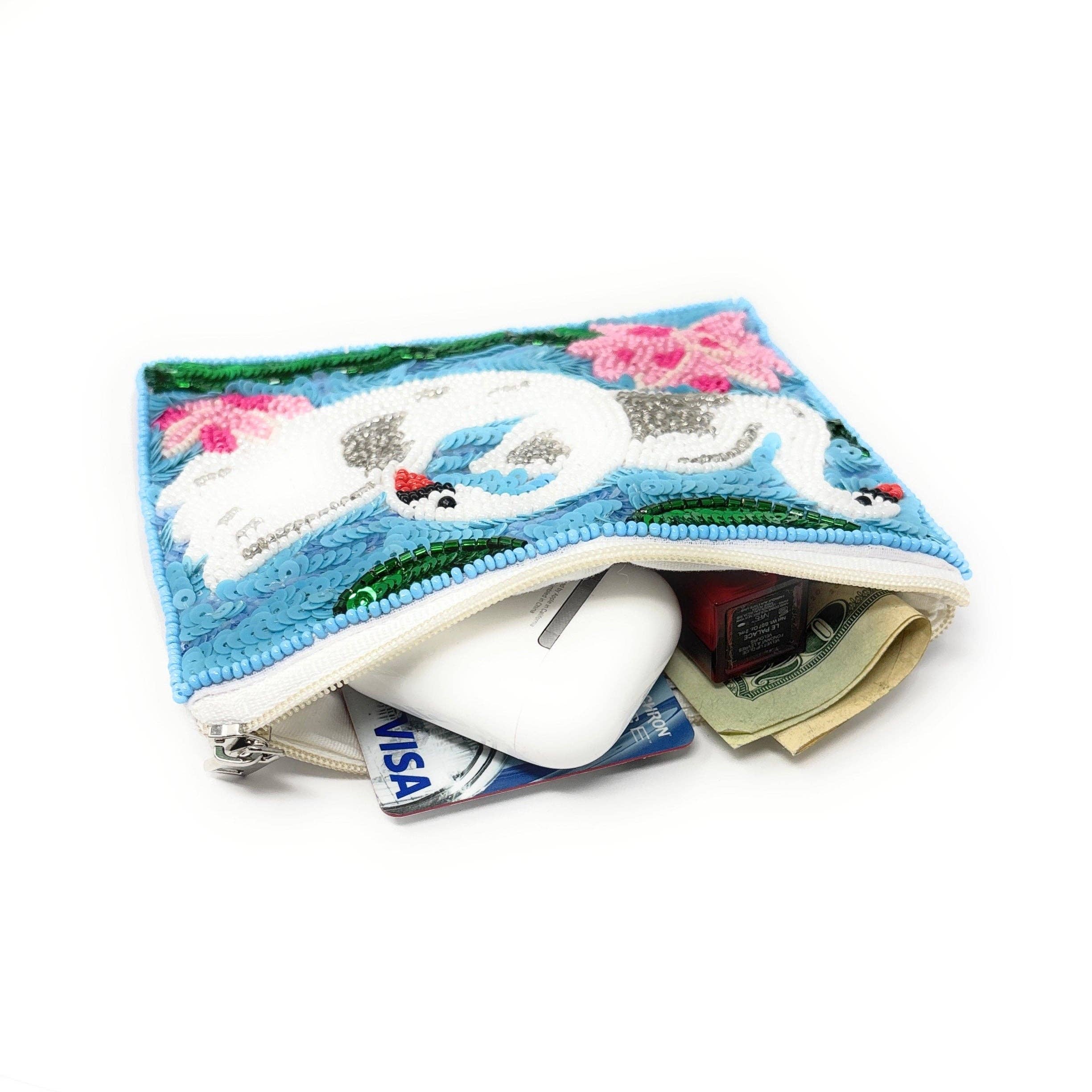 Twine and Love - Wholesale Coin Purse - Women's - Swans Beaded Pouch Purse2