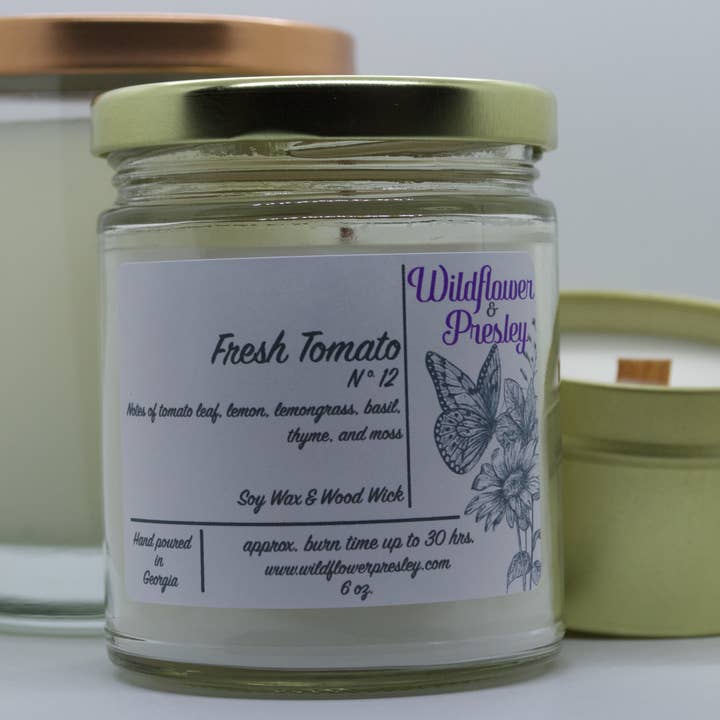 Fresh Tomato Candle 7oz for wholesale by Wildflower & Presley