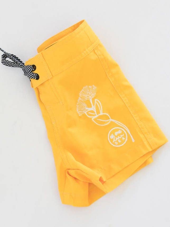 Kid’s Townshort Boardshorts in Embroidered Ohia Flower for wholesale by Of One Sea