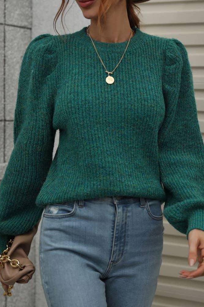 UNISHE - Wholesale Knit Sweater - Women's - Plain Puffy Sleeves Pullover Sweaters MY01912