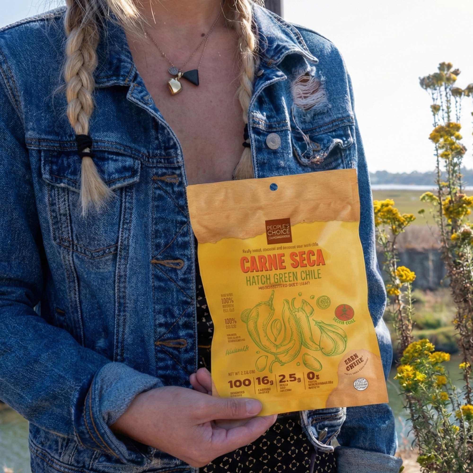 People's Choice Beef Jerky - Wholesale Jerky - Carne Seca - Hatch Green Chile Beef Jerky 2.5oz4