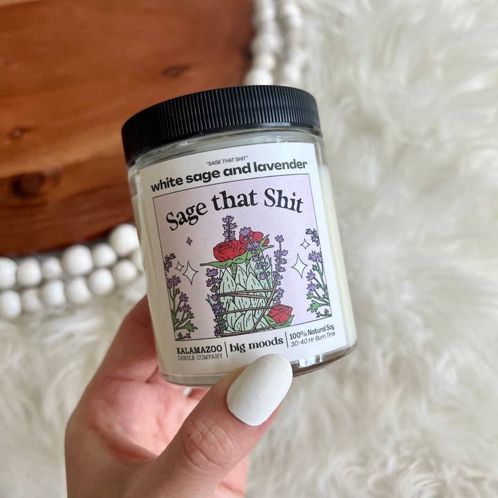 Big Moods - Wholesale Jar/Filled Candle - "Sage That Shit" White Sage & Lavender - Luxury Soy Candle5