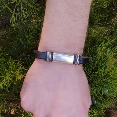 The Essence of Silver - Vente Bracelet jonc - Bracelet en cuir pour homme, bracelet pour femme, argent, titane1