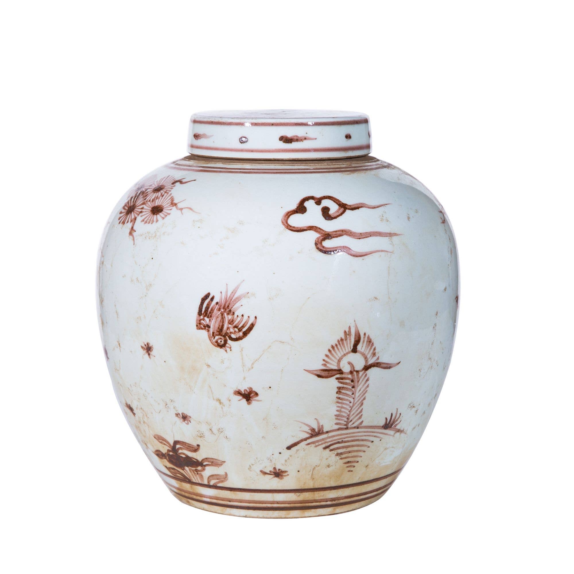 Legend Accents - Wholesale Decorative Jar - Moka Melon Jar Pine Crane Moif2