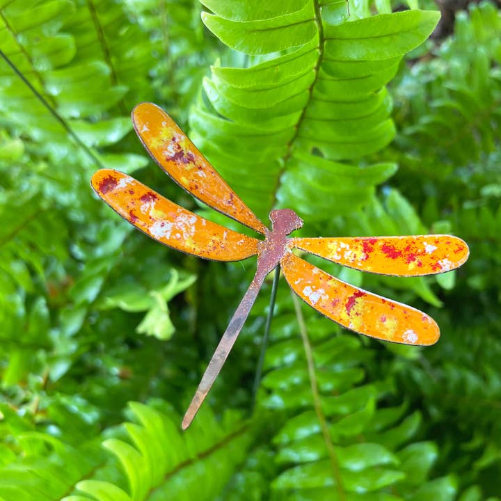 Clever Goods by Annabelle Noel Designs - Wholesale Garden/Lawn Stake - Medium Copper Enamel Dragonflies