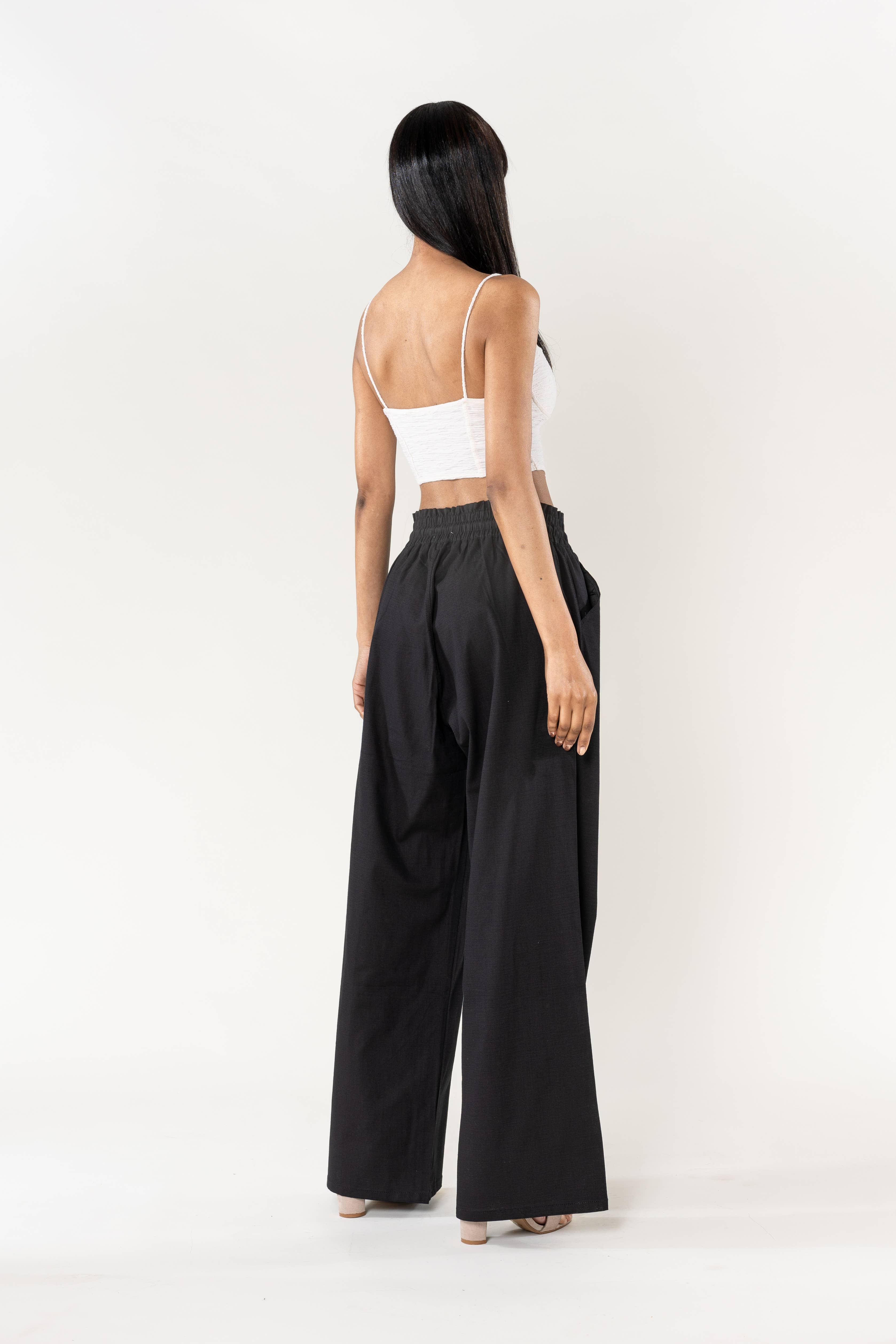 Nina Carter - Wholesale Pants - Women's - Nina Carter linen-style pants with elastic waistband A00118