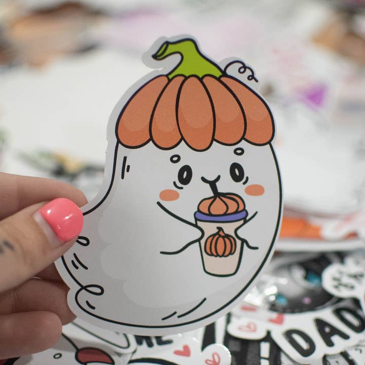 Pumpkin Spice Ghost for wholesale by Unhinged Sticker Co.