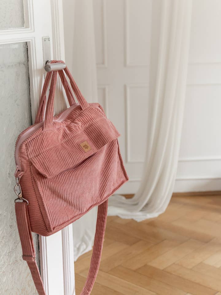 Corduroy laptop bag "Coral" for wholesale by Moi Mili
