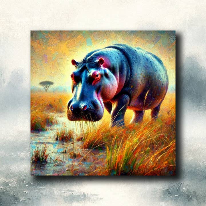 Hippopotam Fridge Magnet 55x55mm Souvenirs Gadgets Art Dekor for wholesale by frostedgrey