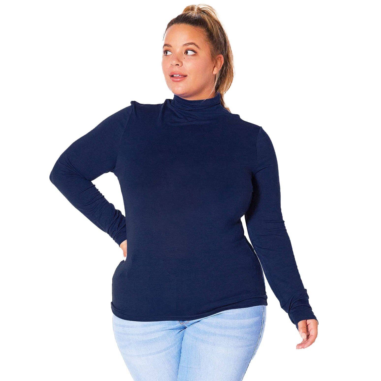 Robin K – wholesale Stickad topp - Dam – Plus size långärmad polotröja med åtsittande passform15