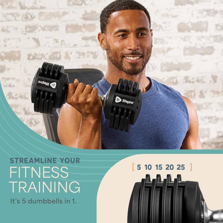 LifePro - Wholesale Fitness Equipment - Lifepro Adjustable Dumbbells – 25lb Pair for Home Gym1