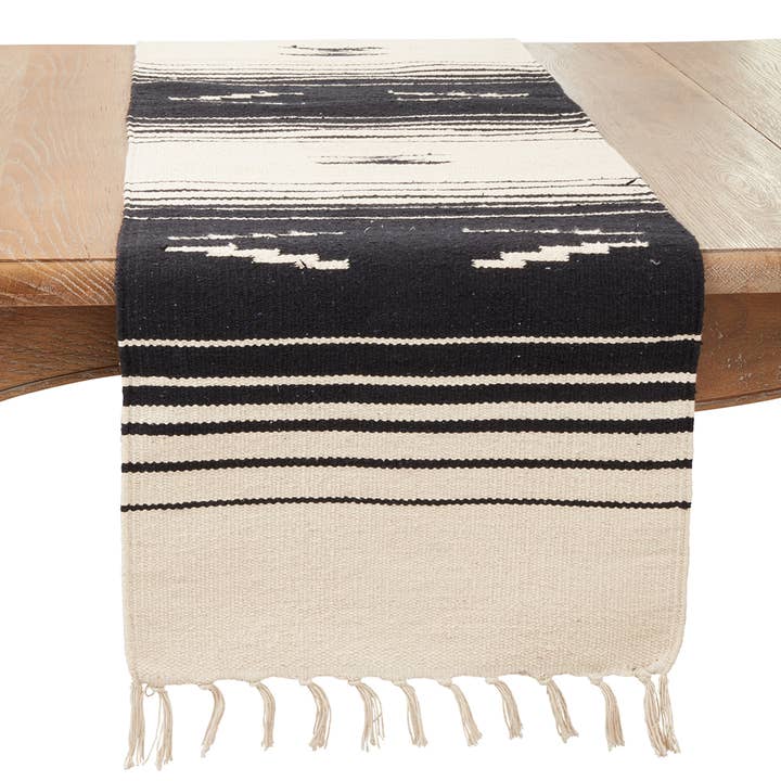Fennco Styles - Wholesale Table Runner - Black & Natural Southwestern Table Runner
