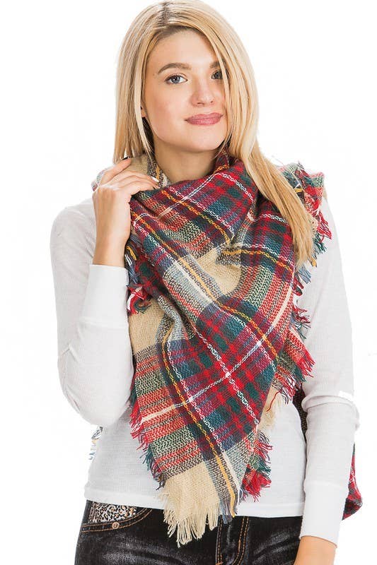 Cap Zone - Wholesale Scarf - Women's - Large Over Sized Plaid Printed Blanket Scarf and shawls5