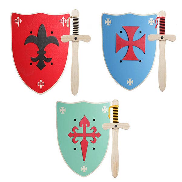 JUMI - Wholesale Wood Toy - Kids - Assorted Wooden Sword and Shield0