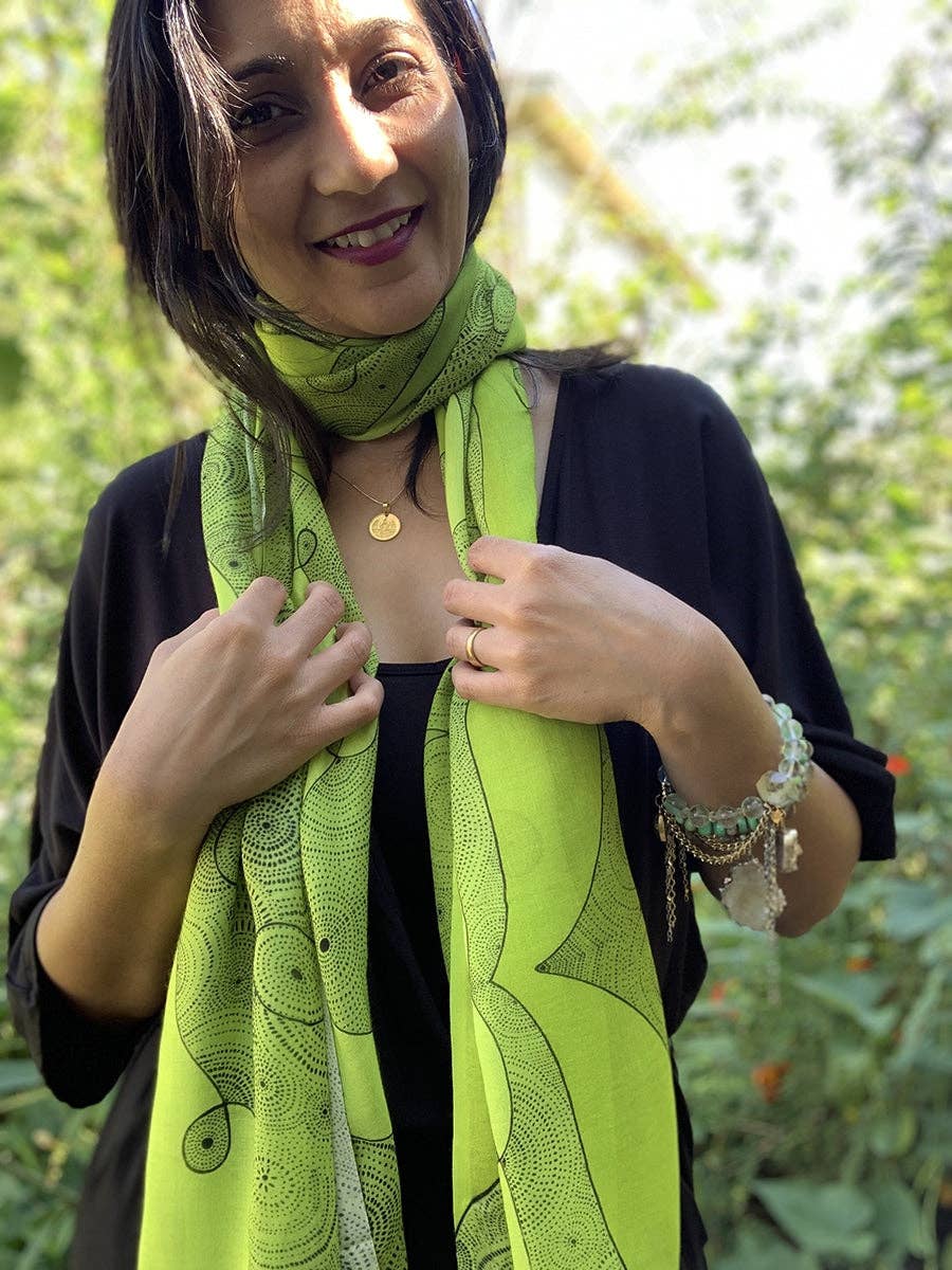 LOVELEEN®️ - Wholesale Scarf - Women's - 'Shining star of the Infinite galaxy' scarf (lime green)1