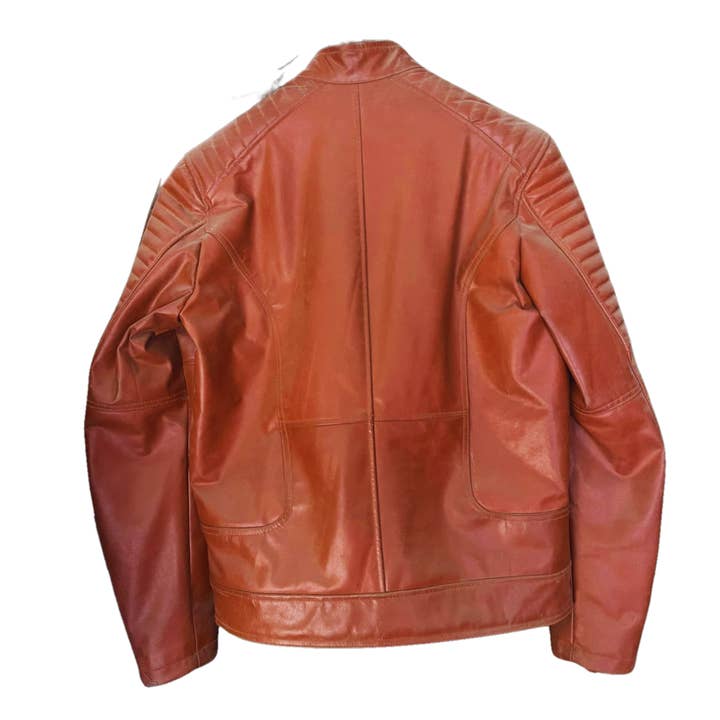 TA Impex – Großhandel Lederjacke – Herren – Herren Lederjacke Braun - Gestepptes Schulterdesign1