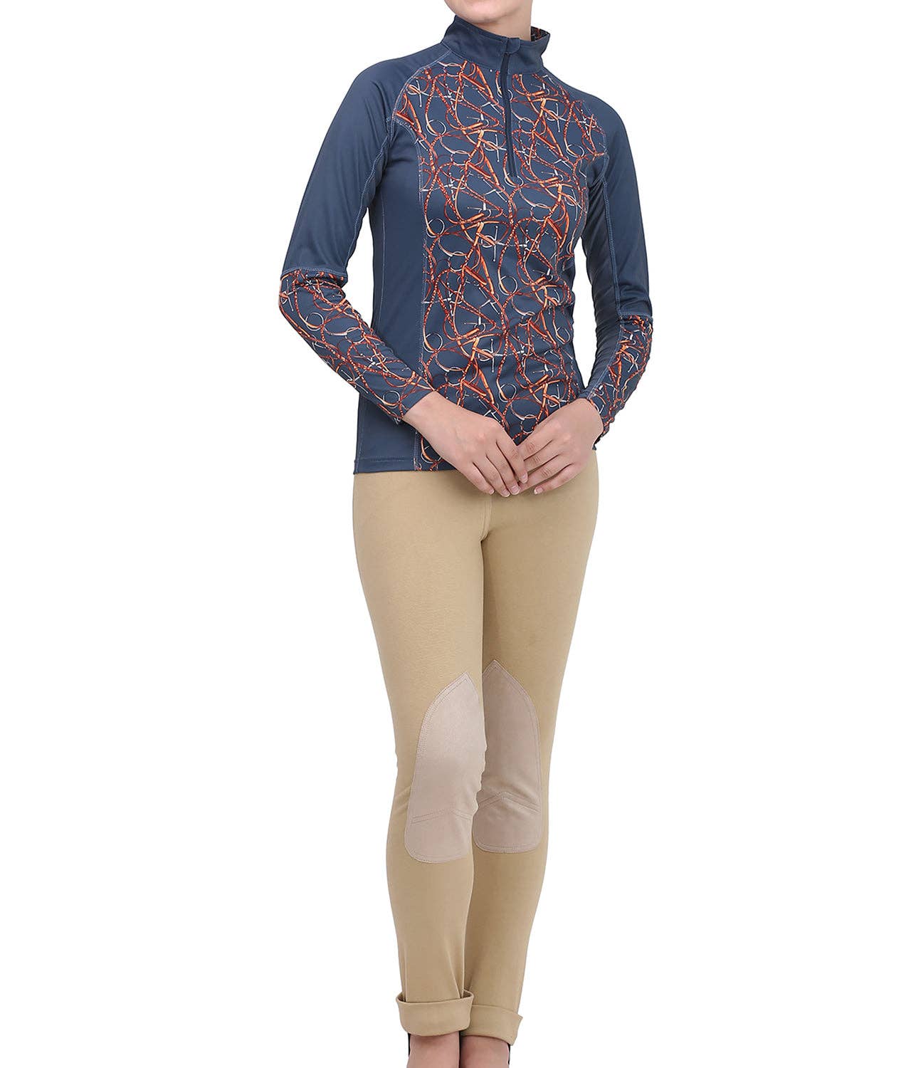 Navy Equine Couture Ladies Snaffle Bridles Sport Shirt for wholesale on Faire5