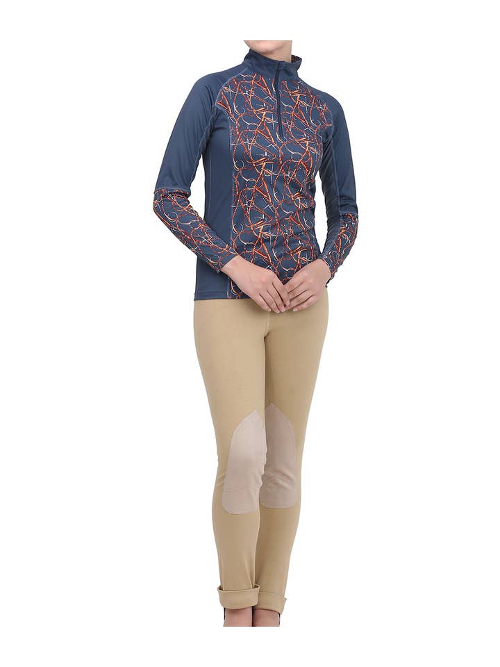 Navy Equine Couture Ladies Snaffle Bridles Sport Shirt for wholesale on Faire5